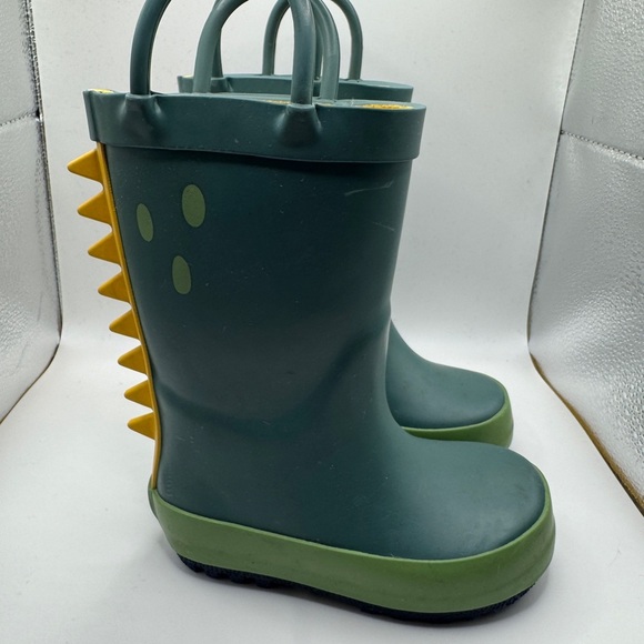 Target Toddler Size 5 Boys Blue Green and Yellow Dinosaur Rain Boots Rainboots - Picture 3 of 9